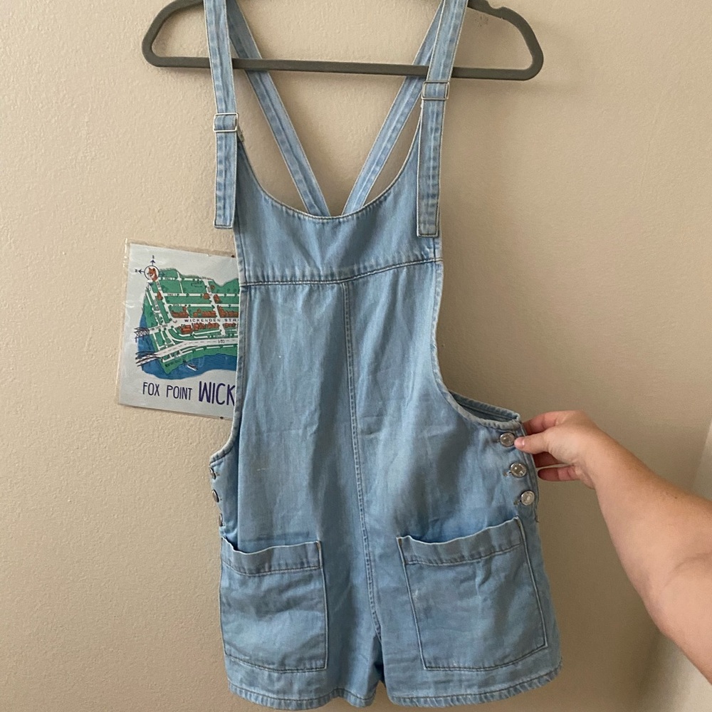 Forever21 Light Wash Overalls